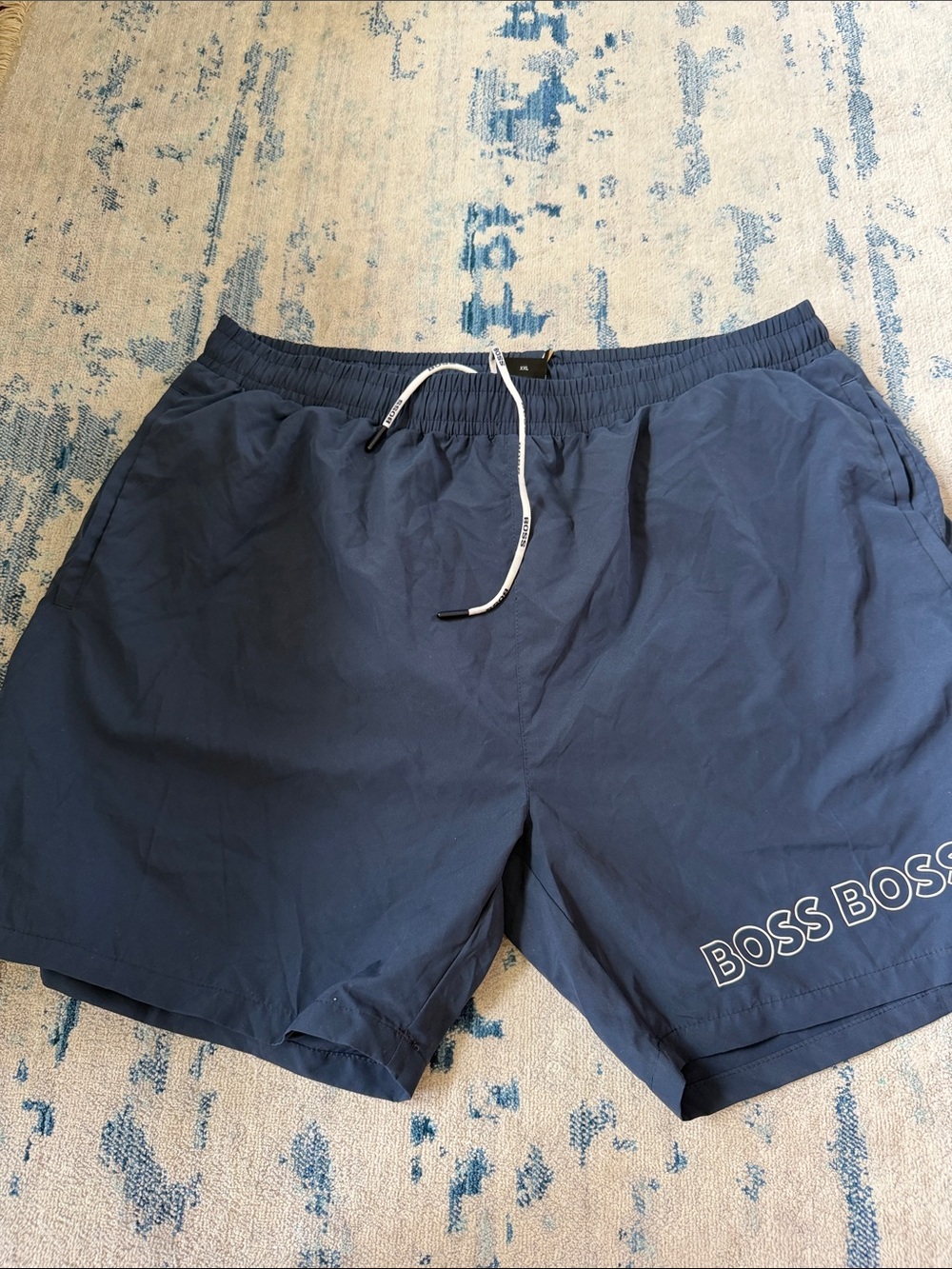 BOSS Men's Dark Blue Logo Swim Shorts